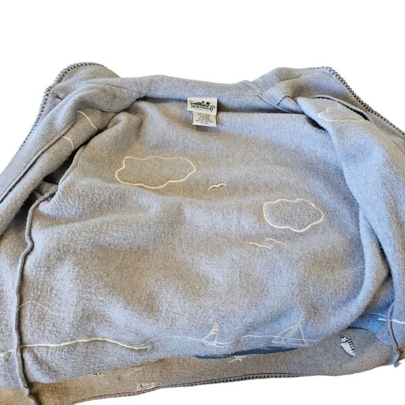 Retro 90s Coastal‎ Grandma Lighthouse Fleece Jacket Nautical S/M Beach Sailboat - Picture 6 of 14
